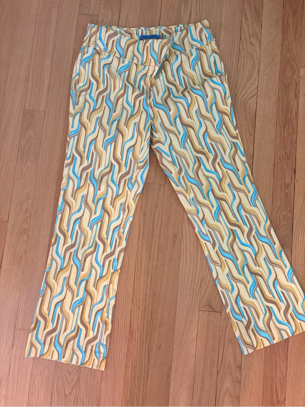 J. McLaughlin Yellow, Blue & Brown Geometric Chinos
